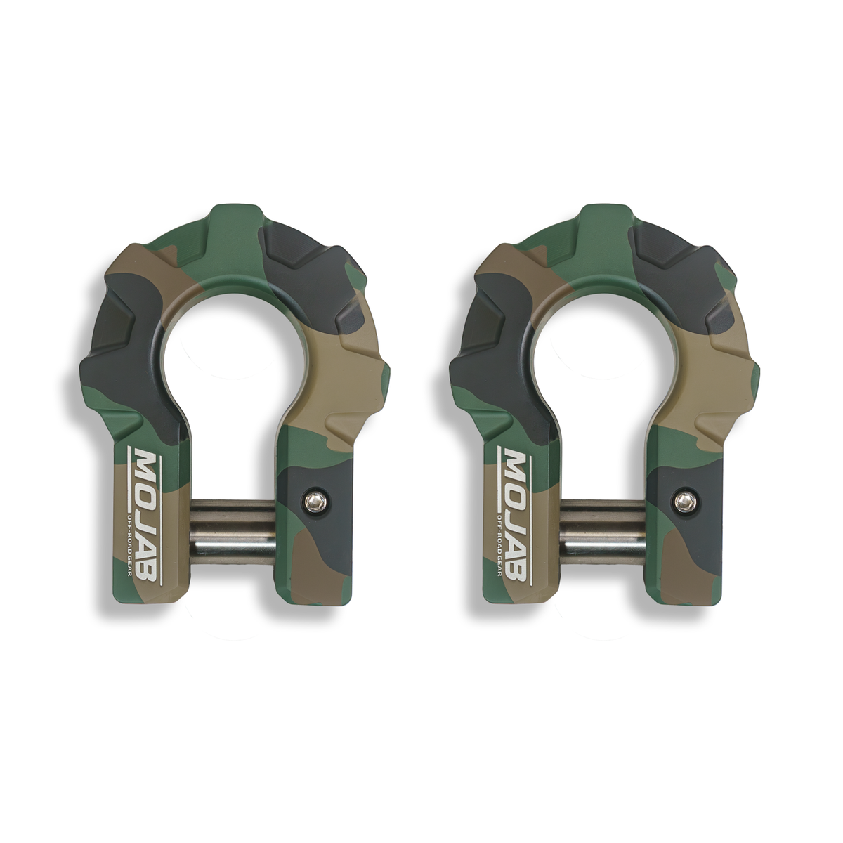 MOJAB OFFROAD 3/4-inch aluminum D-shackle set, 9-ton capacity, durable off-road shackle with pin and body in the image.