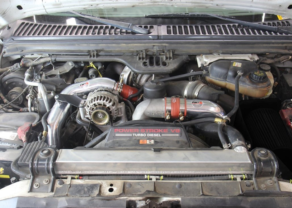 HPS Hot & Cold Side Charge Pipe with Intercooler Boots Kit, 03-07 Ford F550 Superduty Powerstroke 6.0L Diesel Turbo, Red