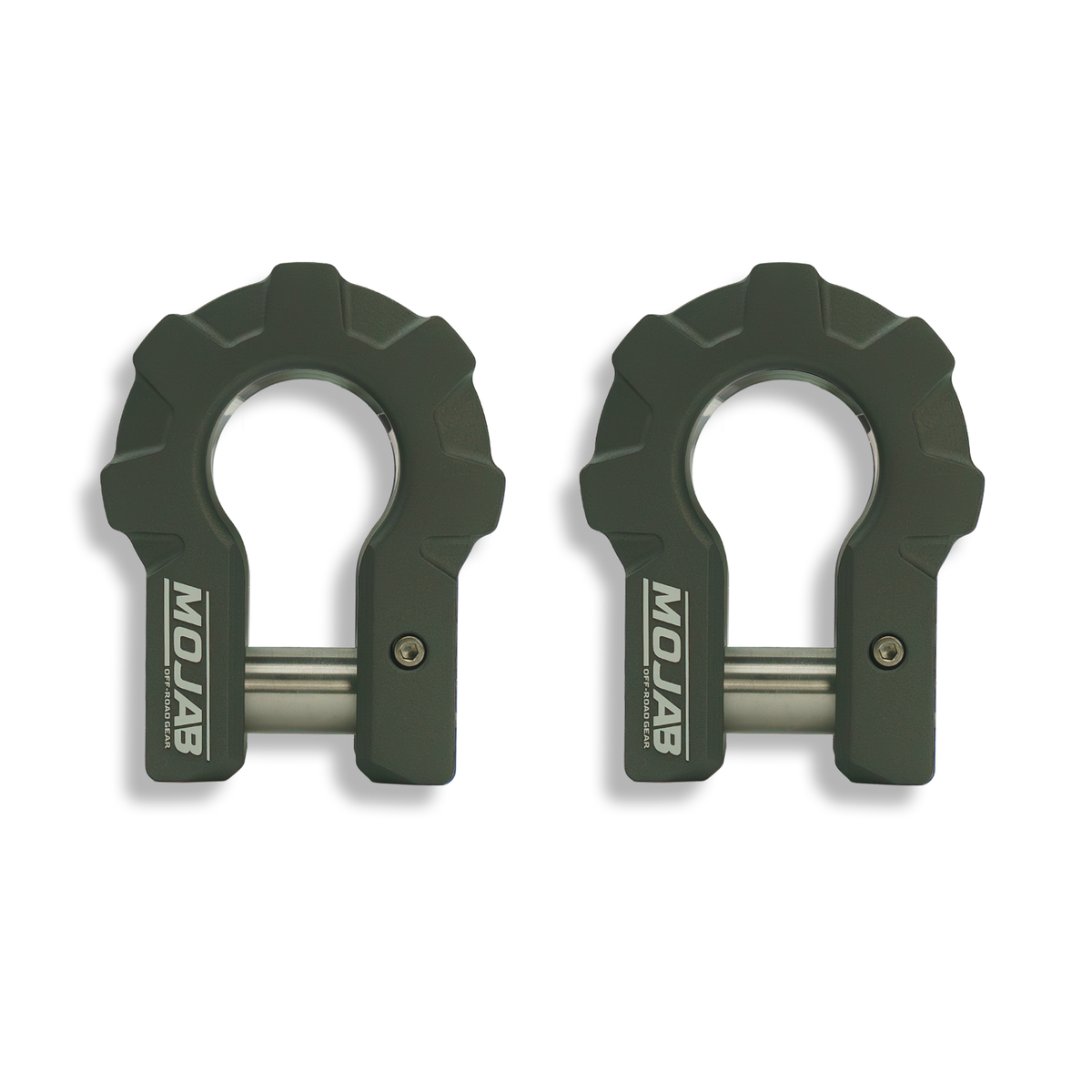 MOJAB OFFROAD 3/4-inch aluminum D-shackle set with 9-ton capacity, featuring durable metal construction for off-road recovery.