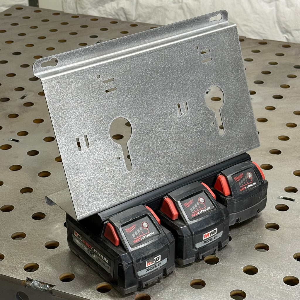 Milwaukee M18 M12 rapid battery charger wall mount plate with 20-degree angle for van, truck, or shop by Elevate Metalcraft