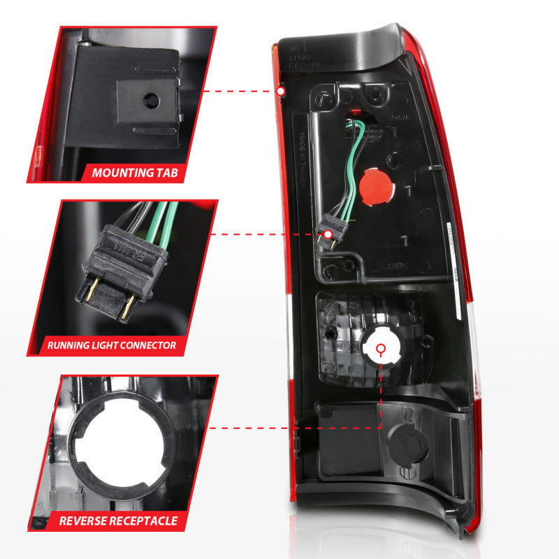 ANZO 1999-2002 Chevy Silverado 1500 LED Taillights Plank Style Black w/Clear Lens 311324