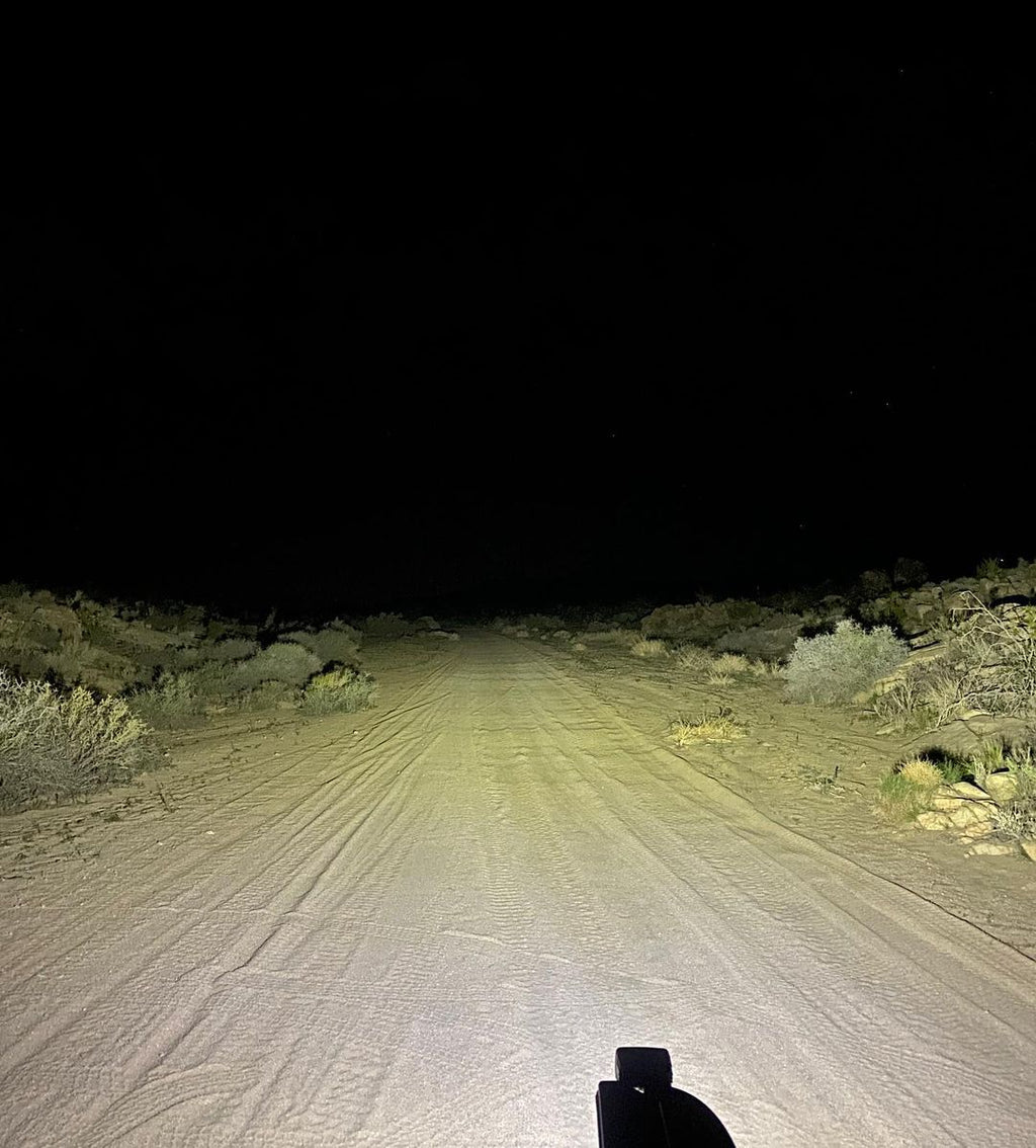 GGLighting GP10 Flood Offroad LED Pod mounted on vehicle, showcasing bright LED light for off-road driving and outdoor use.