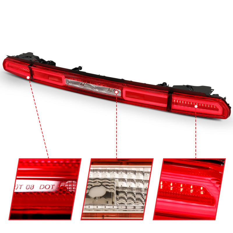 ANZO 08-10 Dodge Challenger LED Taillights - Red/Clear w/Sequential Turn Signal 321348