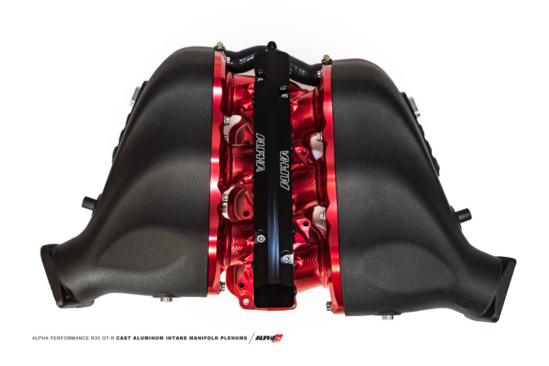 AMS Performance 2009+ Nissan GT-R R35 Alpha Alum/Carbon Fiber Intake Manifold w/Aux Fuel Rail 18 Inj ALP.07.08.0101-8