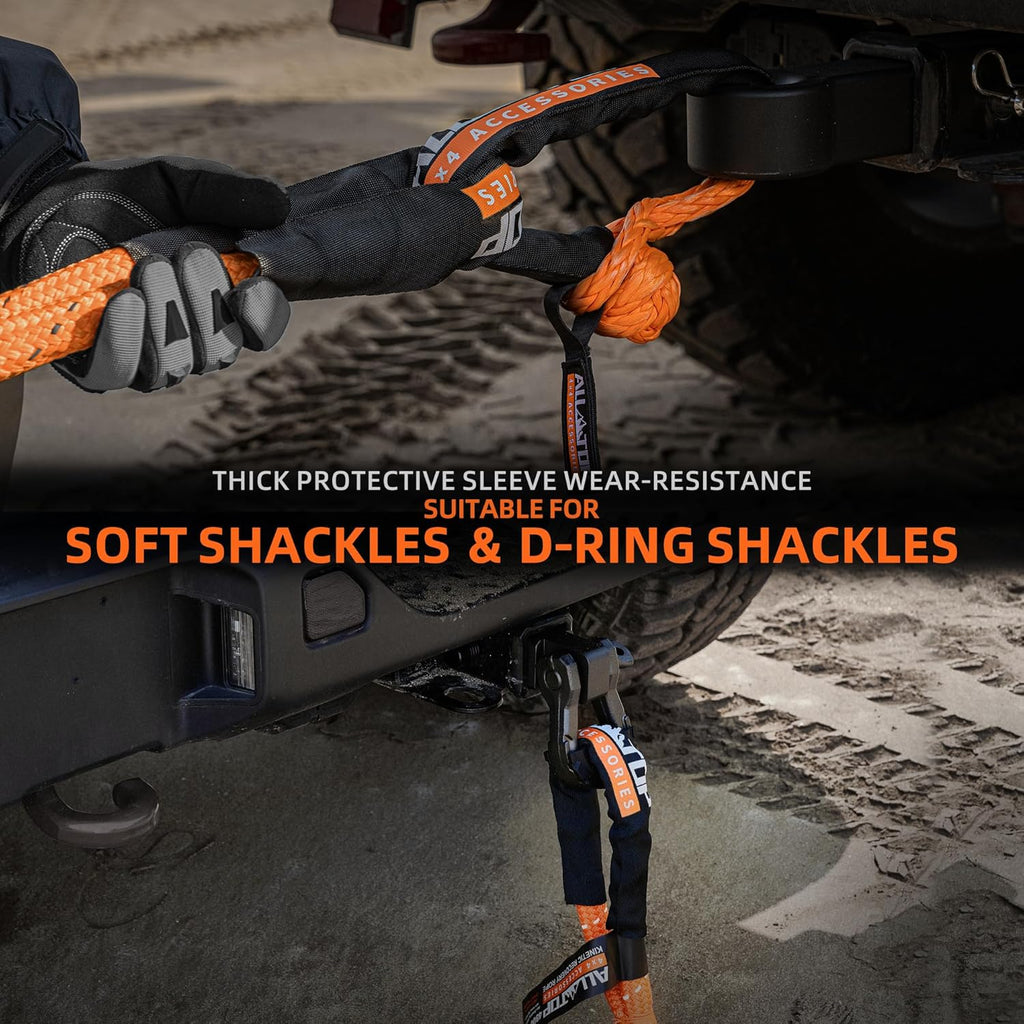 4XNation Kinetic Rope Kit with 2 soft shackles, reflective orange, 30ft, heavy-duty, 48000lbs capacity, 1-inch width.