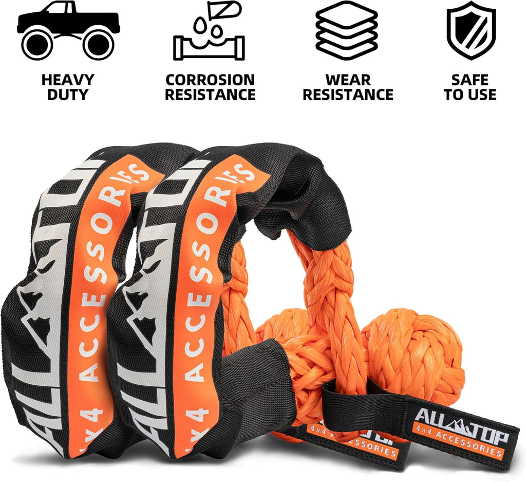 Pair of 4XNation synthetic soft shackle ropes, 3/4 inch by 24 inches, for off-road recovery and off-road vehicle towing.
