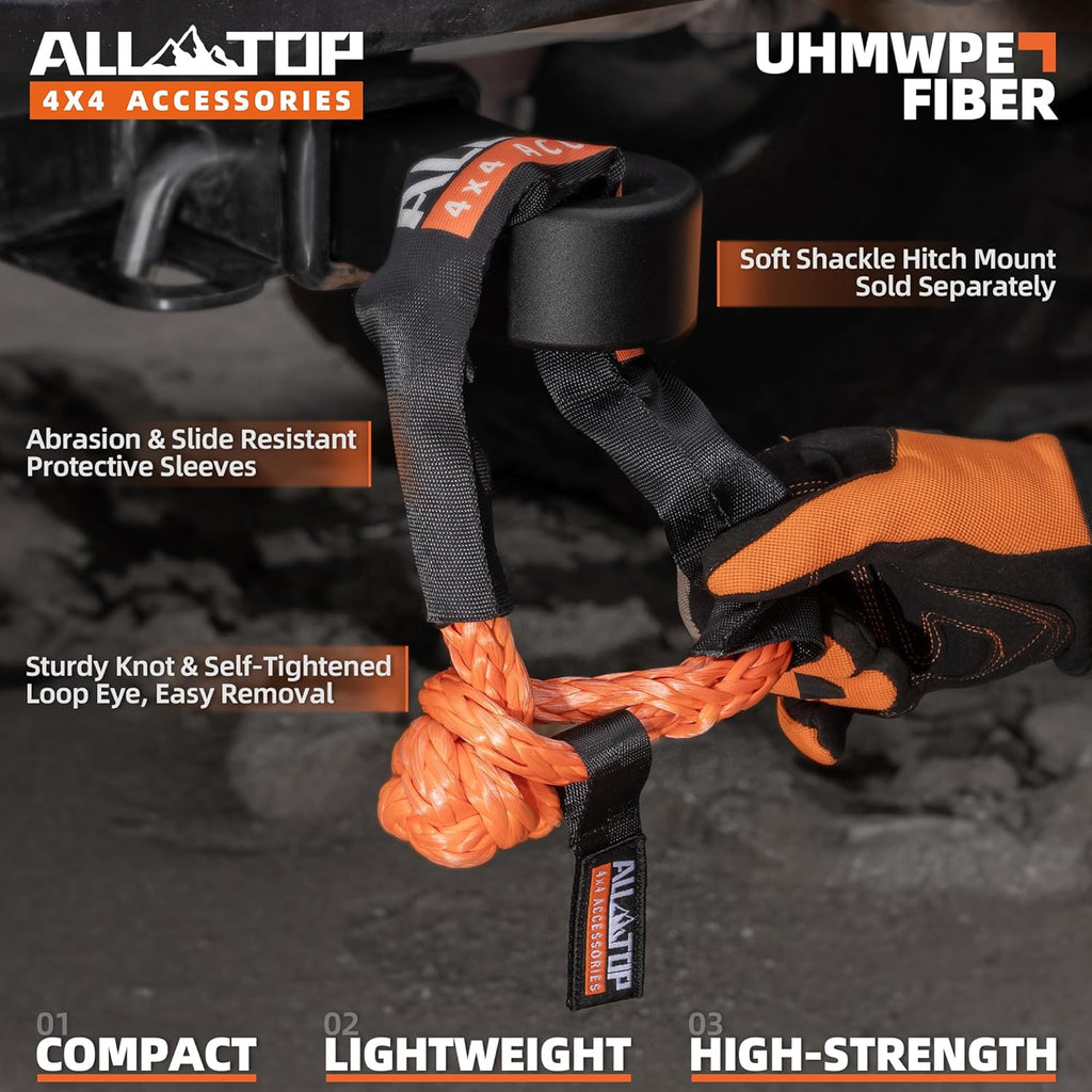 Pair of 4XNation synthetic soft shackle ropes, 3/4 inch by 24 inches, for off-road recovery and vehicle tow, max 66,200 lbs break strength.