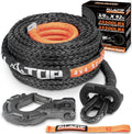 4XNation synthetic winch rope with hook, isolator, and safety strap, 3/8 inch x 92 ft, 25,500 lbs capacity for trucks and SUVs.