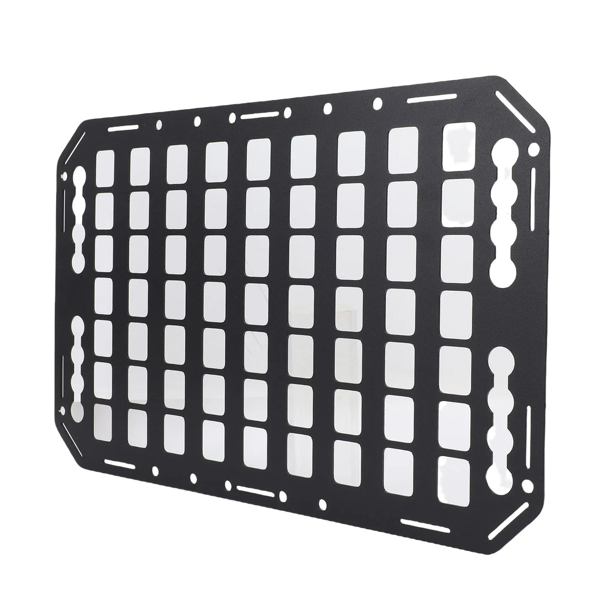 Aluminium alloy Truck Bed Molle Panel by 4XNation with multiple L-track slots for car, SUV, and RV storage organization.