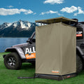 Foldable awning shower room by 4XNation with roof, LED light, drain pipe, and 3.3ft foldable floor mat for privacy and outdoor use.