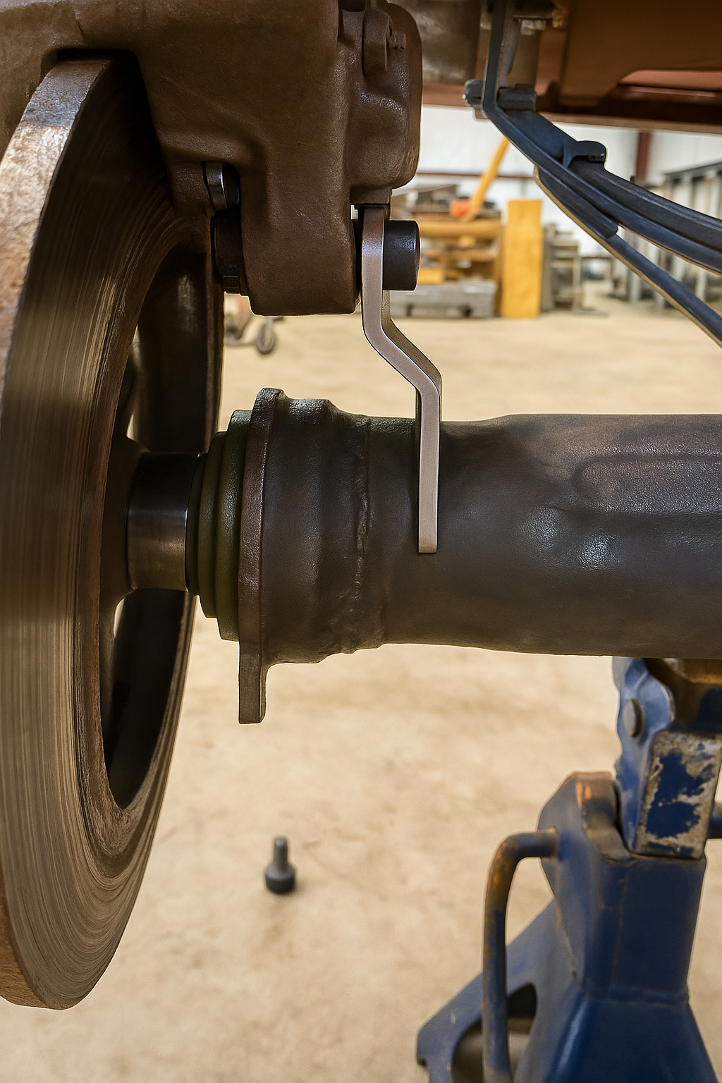 First gen Toyota caliper bracket for Ford 9" housing swap, 3-1/8" flange, compatible with 4XNation brake components.