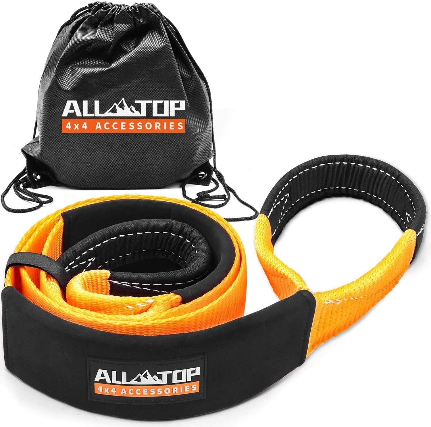 Orange 4XNation Tree Saver Strap, 3-inch x 8ft, certified 36,000 lbs break strength, emergency recovery tow strap with carry bag.