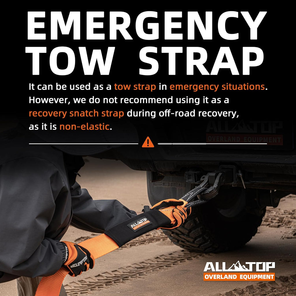 Orange 4XNation Tree Saver Strap, 3-inch by 8-foot recovery tow strap with carry bag, rated for 36,000 lbs break strength.