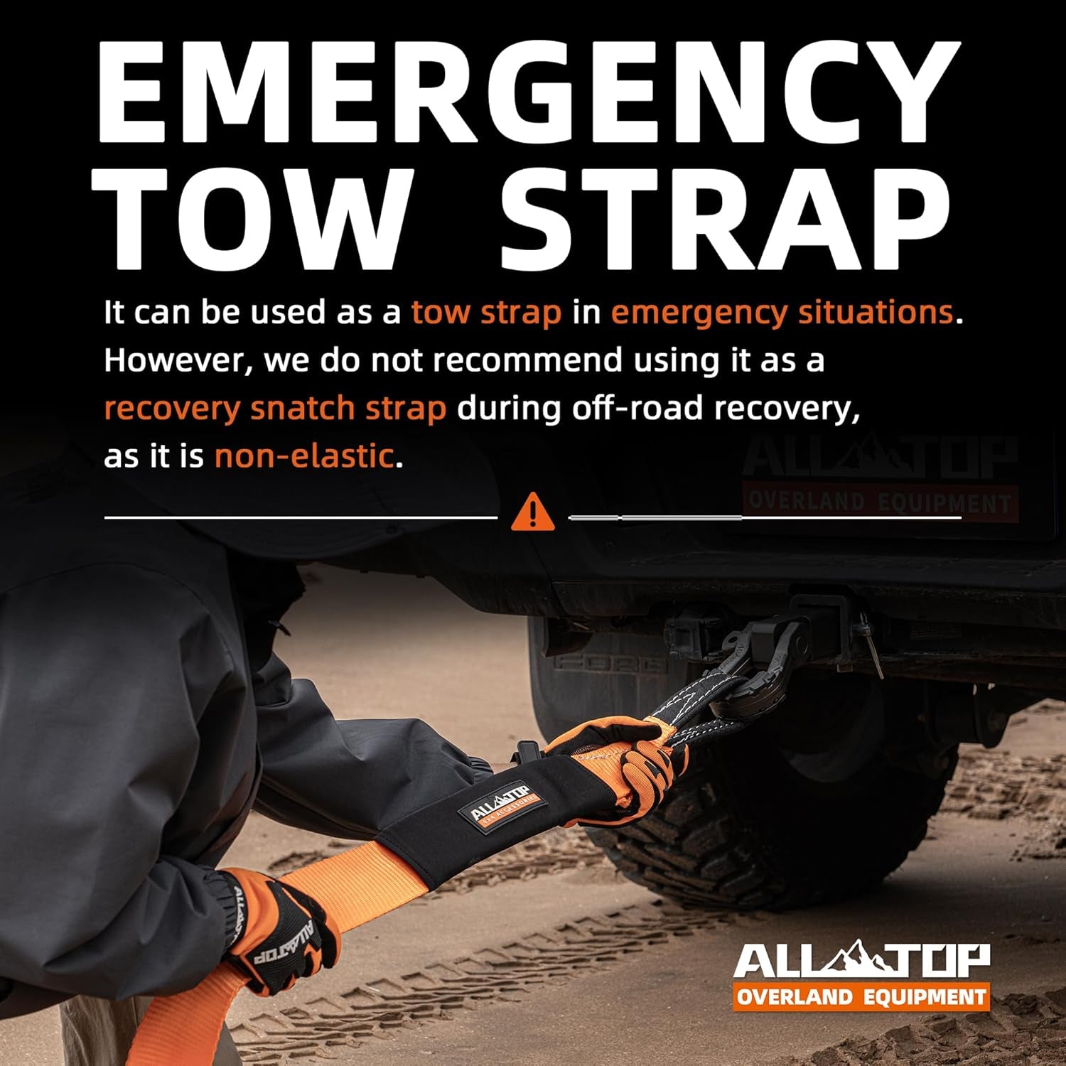 Orange 4XNation Tree Saver Strap, 3-inch by 8-foot recovery tow strap with carry bag, rated for 36,000 lbs break strength.