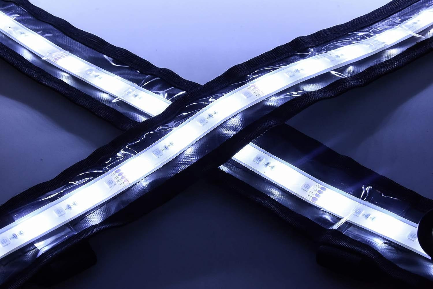 4XNation dimmable LED camping light strip with flexible design, IP68 water resistance, 1300 lumens, and mounting jacket for RV and outdoor use.