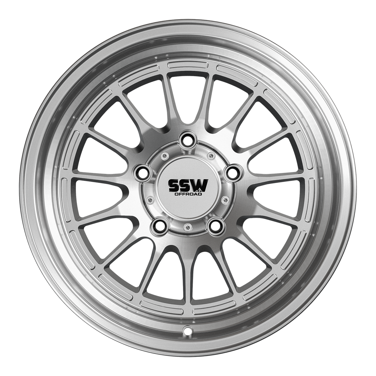 SSW Offroad Dakar 17x9 silver machined wheels with 5-lug pattern, designed for rugged off-road vehicles.
