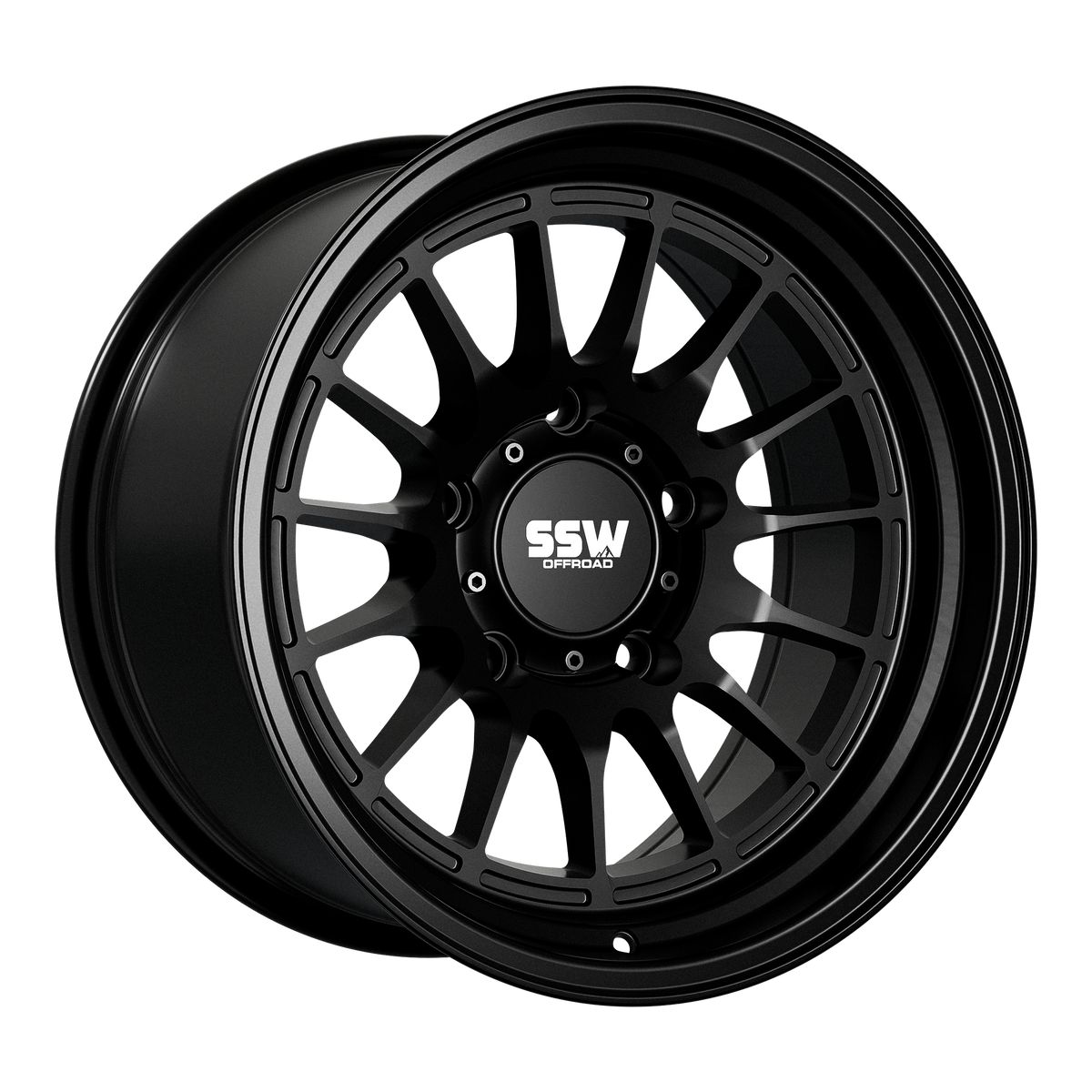 SSW Offroad Dakar 17x9 matte black alloy wheel with a +0 offset and 5-lug pattern, showcasing a rugged off-road design.