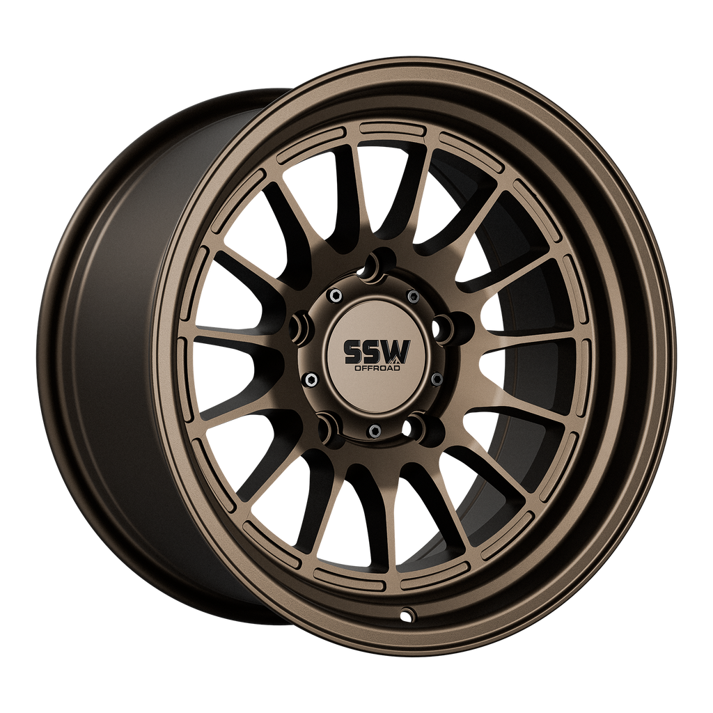SSW Offroad Dakar 17x9 matte bronze wheel with 5-lug pattern, showcasing rugged off-road design and durable alloy construction.