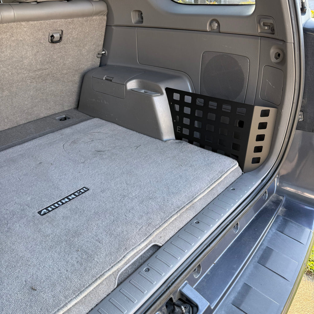 Toyota 4Runner 2003-2009 4th Gen rear storage pocket Molle panel by Elevate Metalcraft, featuring versatile attachment points.