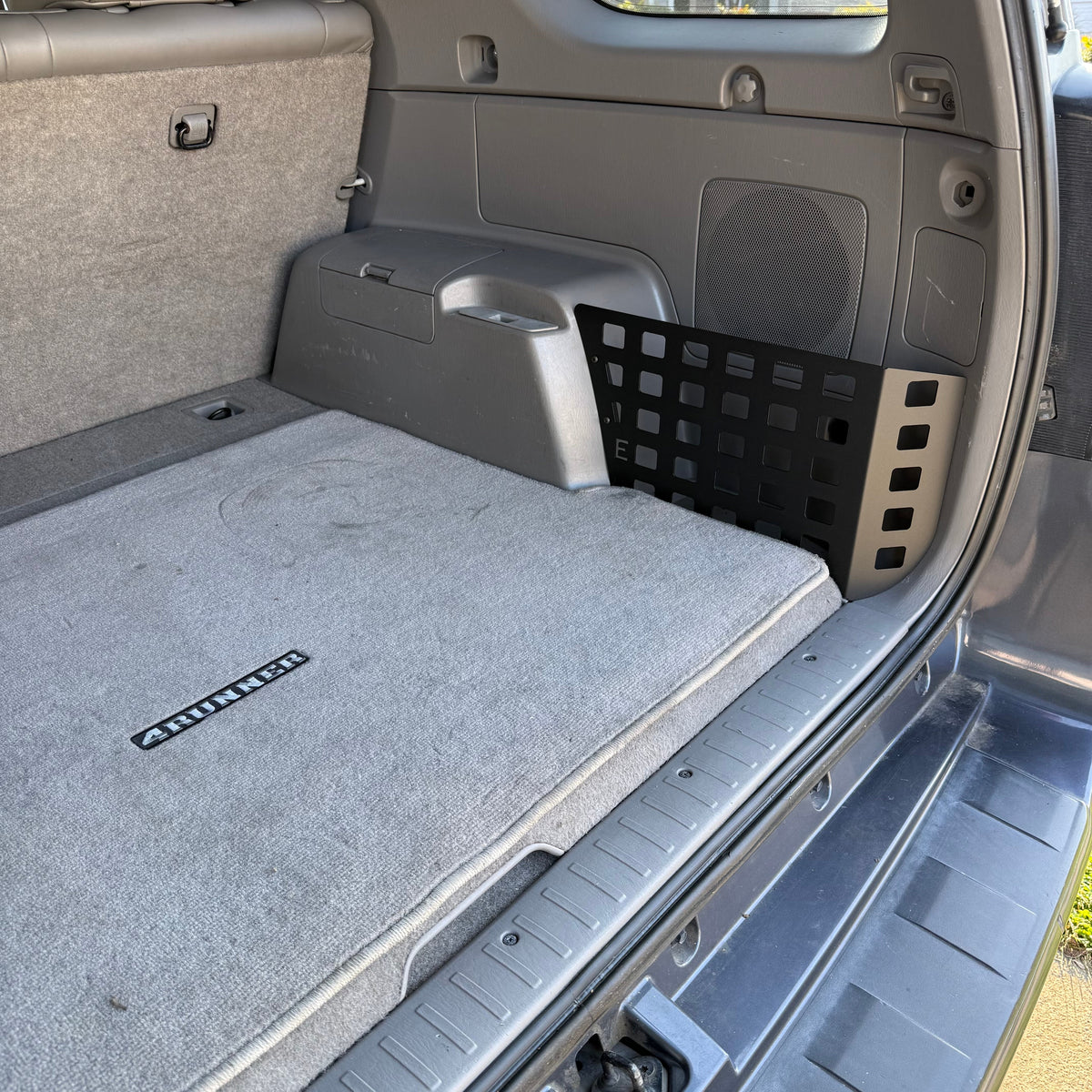 Toyota 4Runner 2003-2009 4th Gen rear storage pocket Molle panel by Elevate Metalcraft, featuring versatile attachment points.
