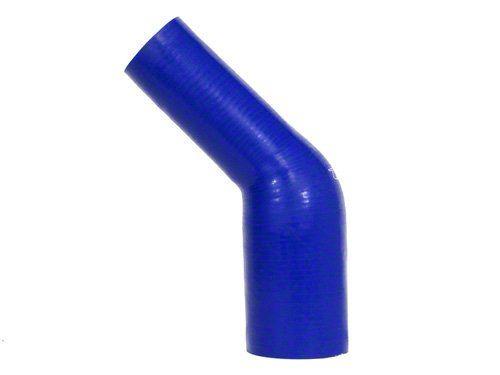 HPS 3" - 3-1/2" ID, Silicone 45 Degree Elbow Reducer Coupler Hose, High Temp 4-ply Reinforced, Blue, 76mm - 89mm ID