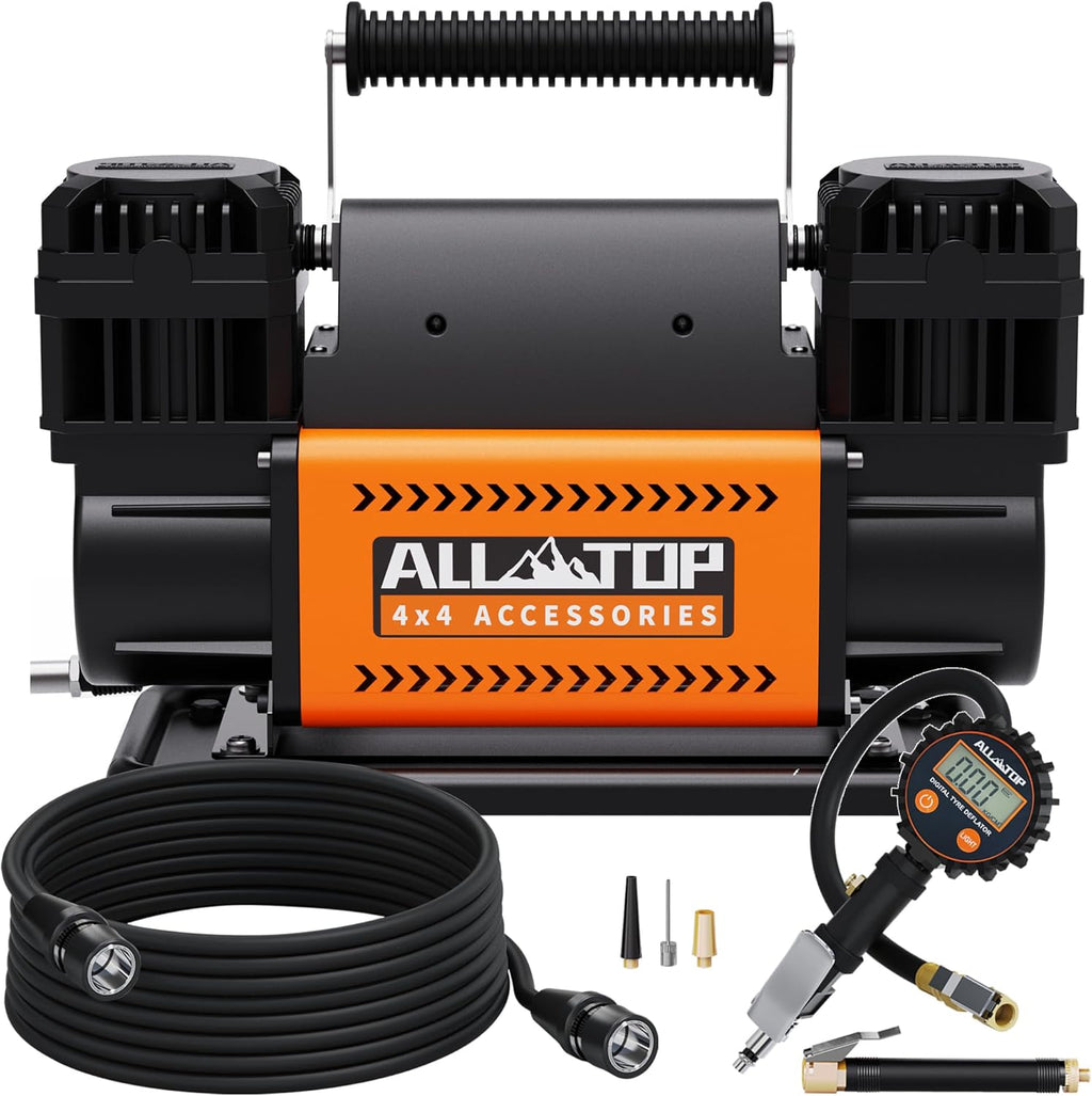 Dual Cylinder Air Compressor with Digital Pressure Gauge Tire Inflator Kit, 12V Portable Inflator 12.35Ft³/Min, Offroad Air Pump for Truck Tires, Heavy Duty Max 150 PSI for 4X4 Vehicle & RV
