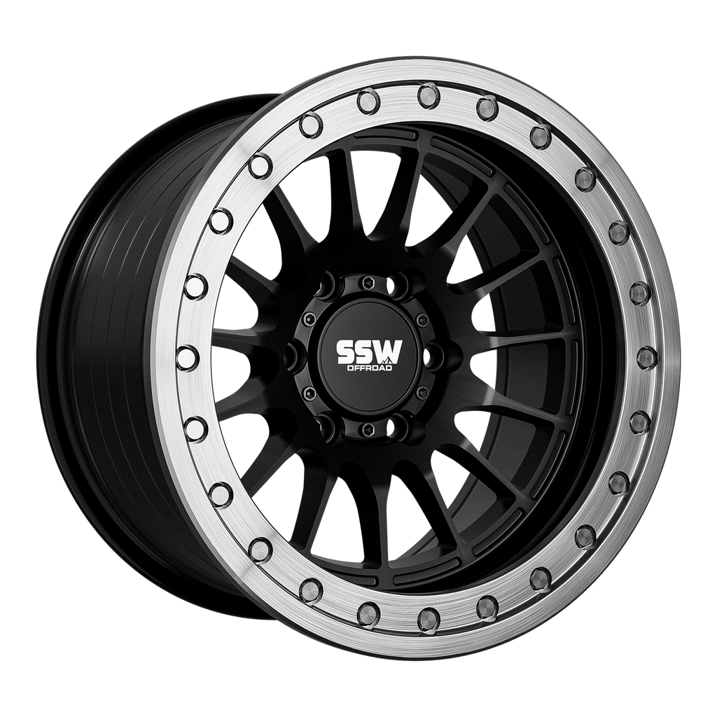 SSW Offroad Beadlock Dakar wheels in matte black, 17x9 inches with -25 offset, featuring rugged off-road design.