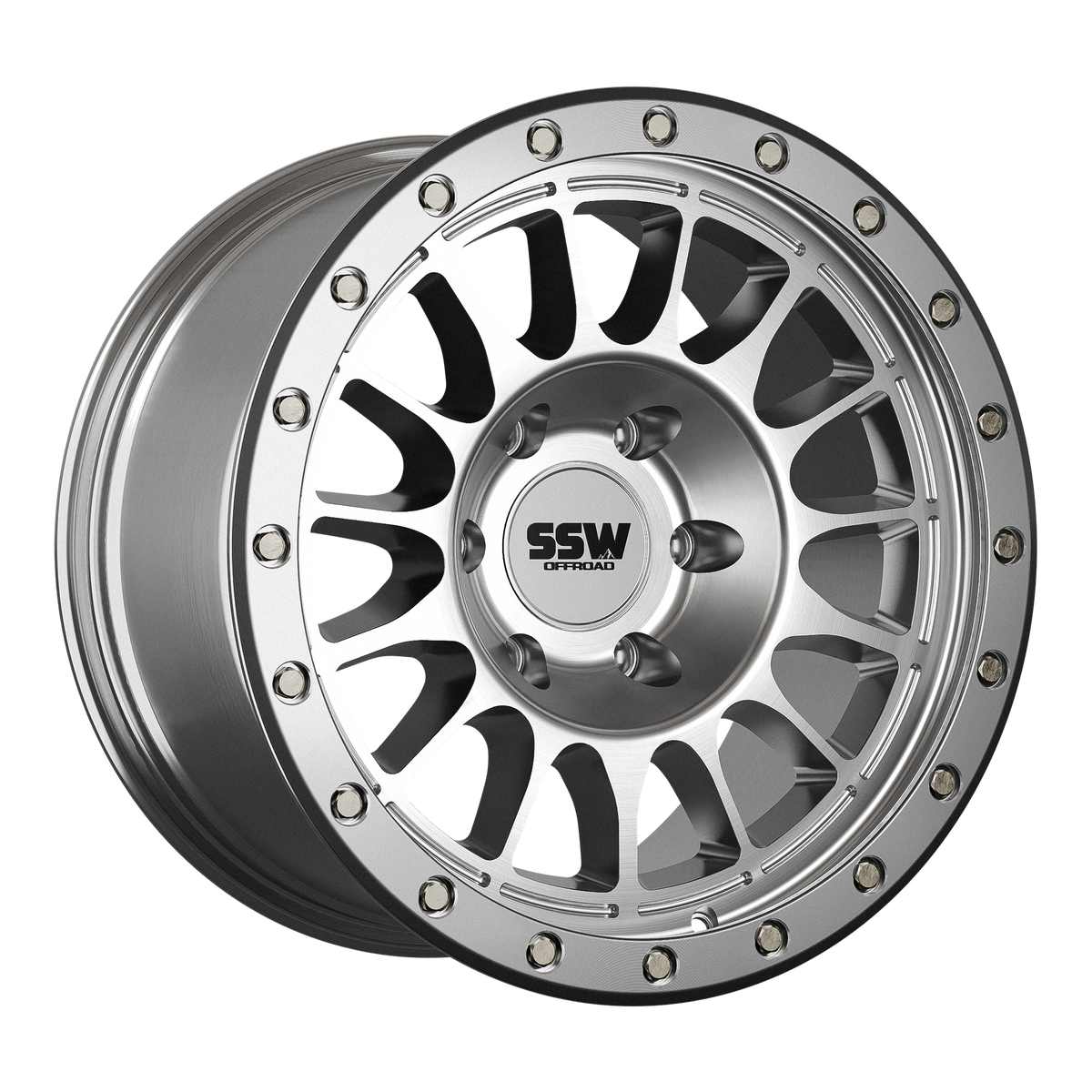 SSW Offroad Dakar Evo 17x9 silver machined wheels with +0 offset, featuring a sleek design and durable construction.