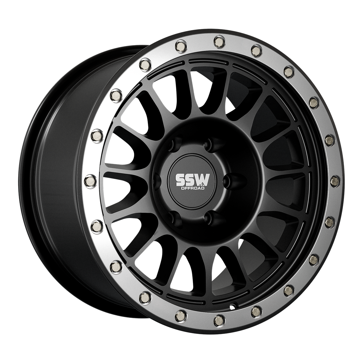 SSW Offroad Dakar Evo matte black 17x9 wheel with +0 offset, featuring a rugged, off-road-ready design.