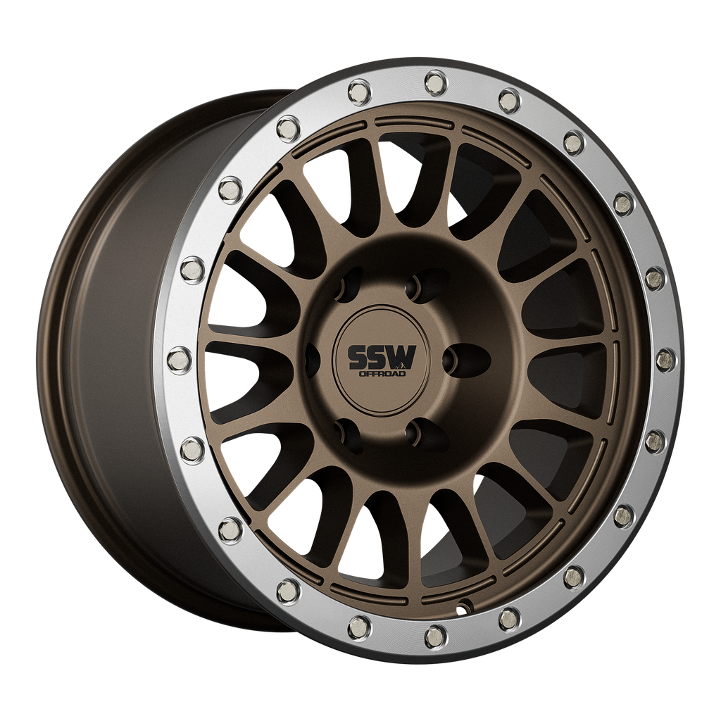 SSW Offroad Dakar Evo matte bronze 17x9 wheel with +25 offset, showcasing rugged design and durable finish.