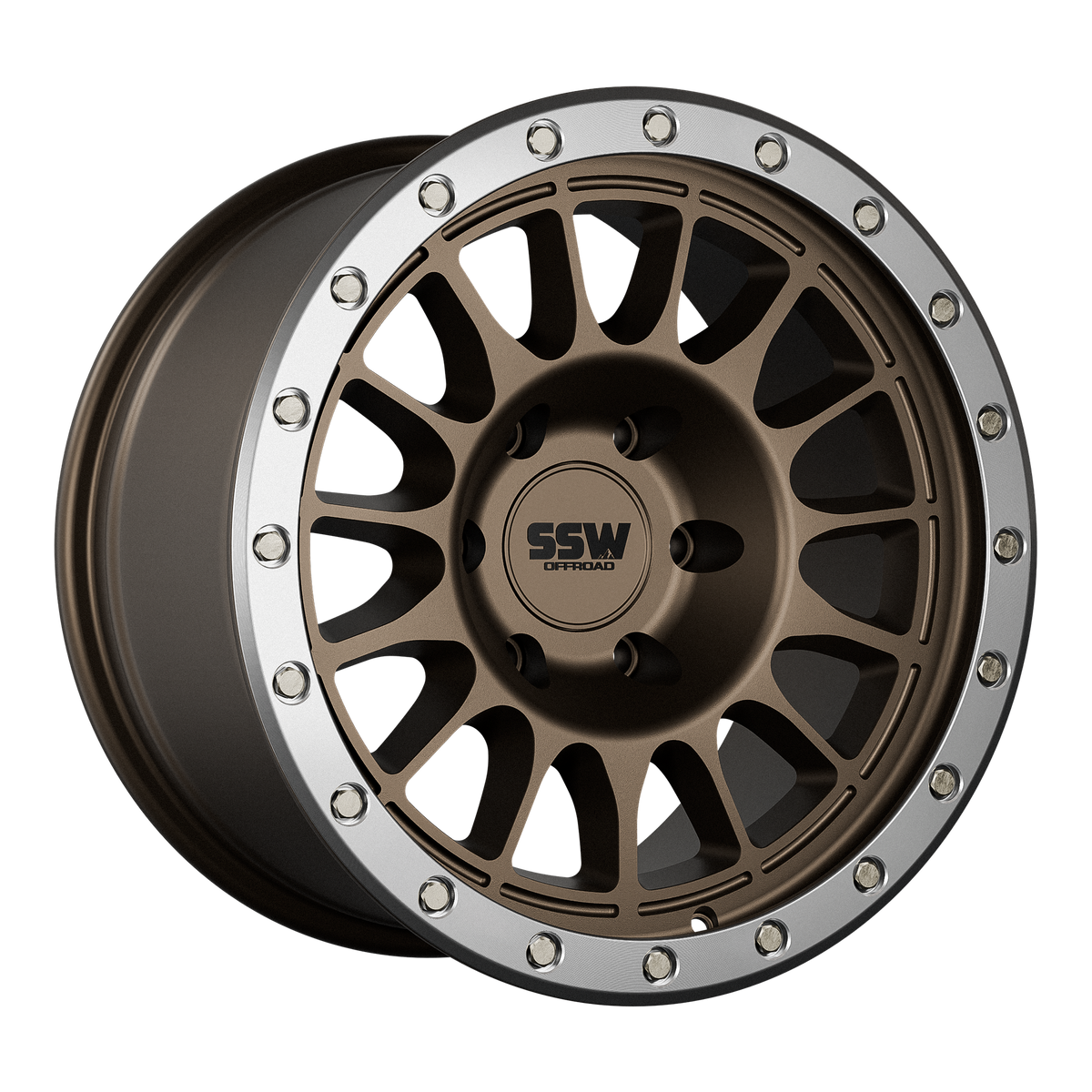 SSW Offroad Dakar Evo matte bronze 17x9 wheel with +25 offset, showcasing rugged design and durable finish.