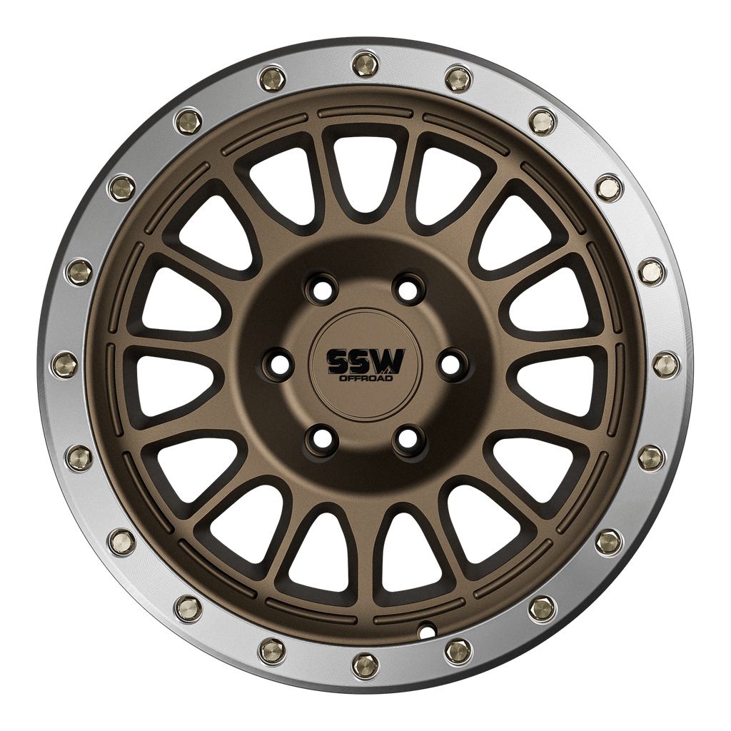SSW Offroad Dakar Evo matte bronze 17x9 wheel with +0 offset, showcasing rugged off-road design and bold finish.