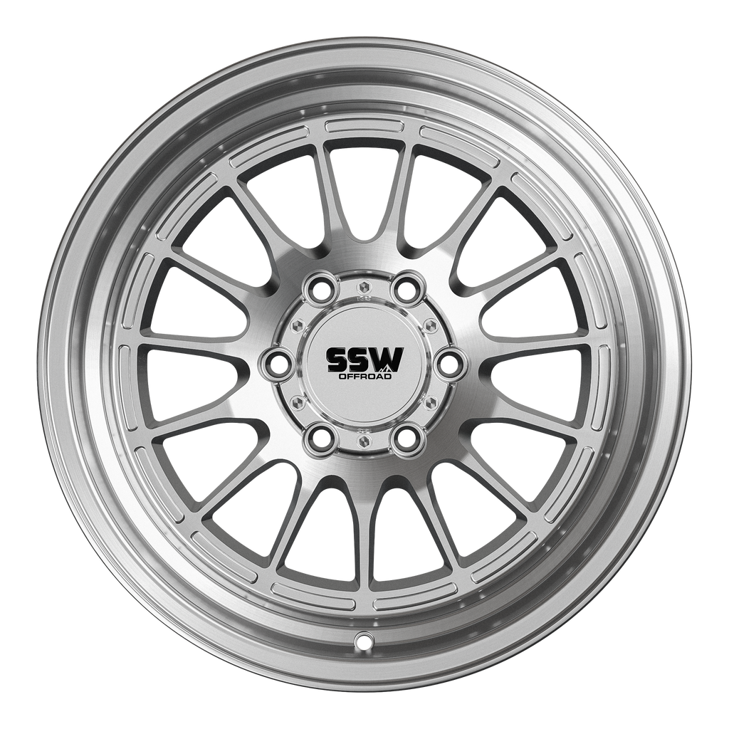 SSW Offroad Dakar wheels in machined silver finish, 17x9.0 inches, with +0 offset, featuring a rugged multi-spoke design.