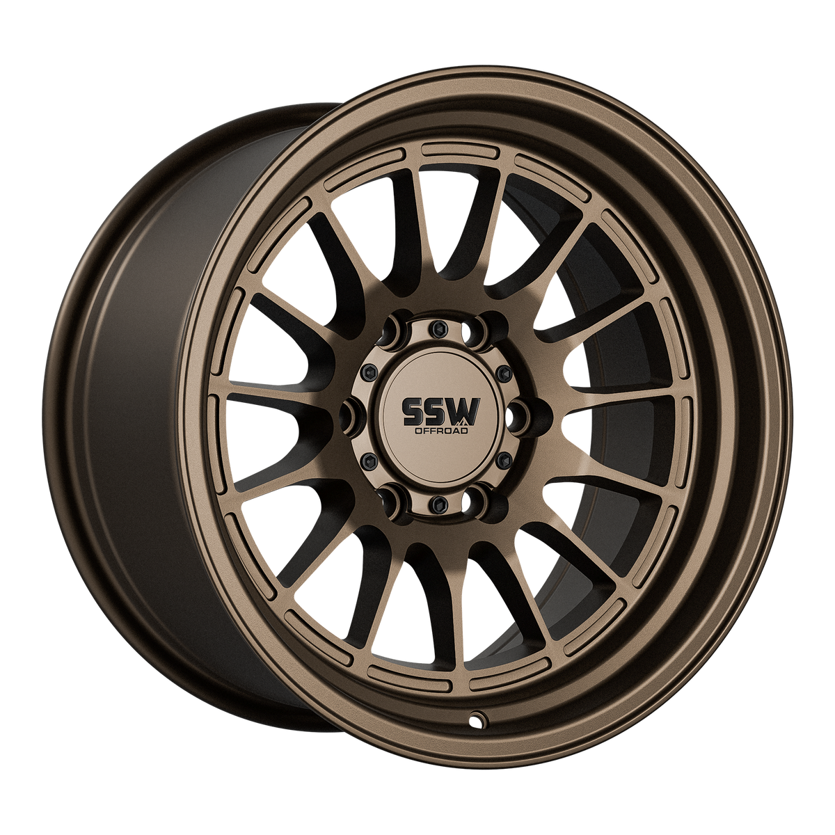 SSW Offroad Dakar matte bronze 17x9.0 inch wheels with -25 offset, featuring a rugged design for off-road vehicles.