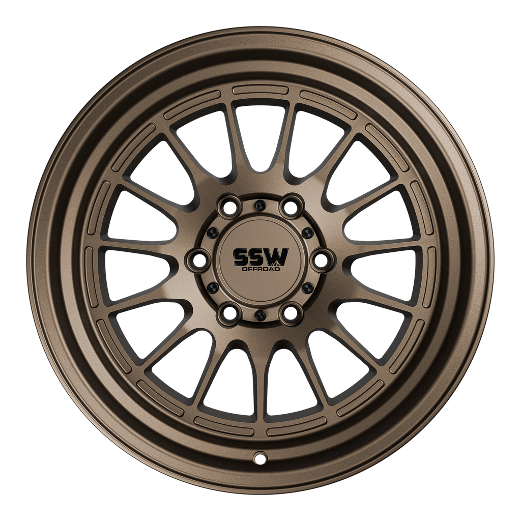 SSW Offroad Dakar 17x9 matte bronze wheels with +0 offset, featuring a rugged design and durable finish.