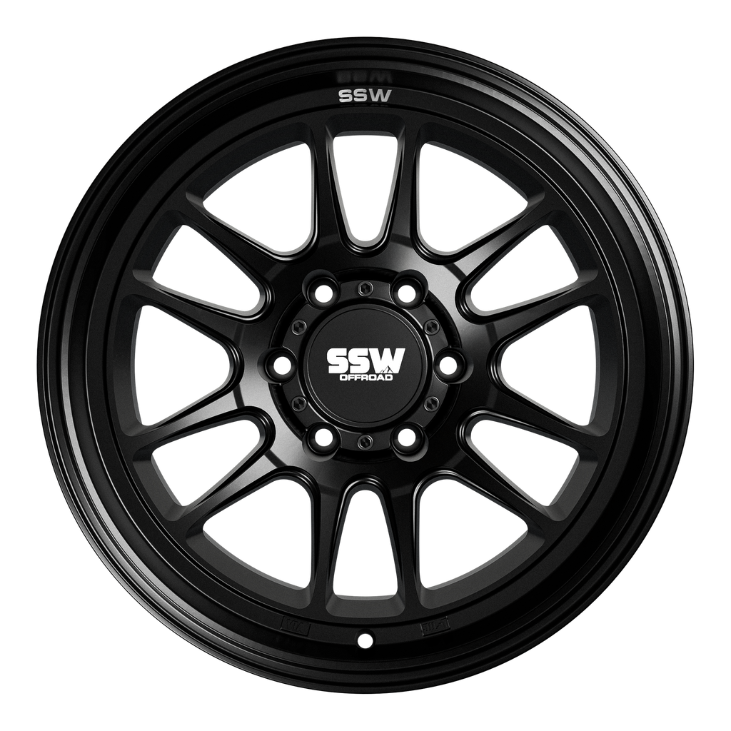 SSW Offroad Raptor wheels in matte black, 17x9 inches with -12 offset, featuring a rugged design ideal for off-road vehicles.
