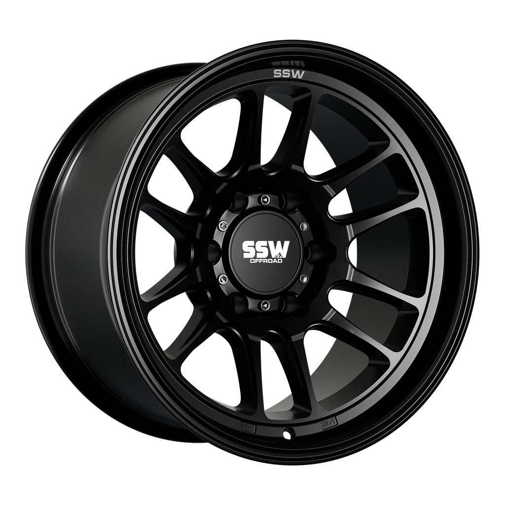 SSW Offroad Raptor matte black 17x9 wheel with -12 offset, featuring a rugged design for off-road vehicles.