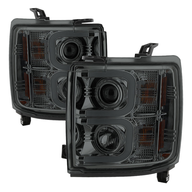 Spyder Chevy Silverado 14-16 2500 HD Projector Headlights Light Bar DRL Smke PRO-YD-CSHD14-LBDRL-SM 5081056