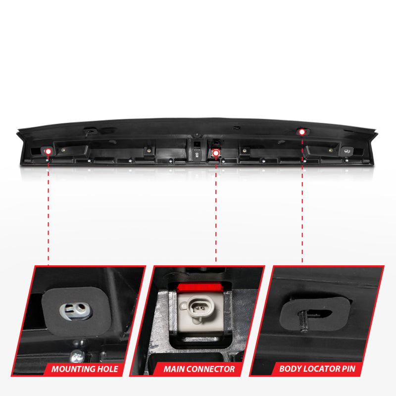 ANZO 2007-2014 Chevrolet Suburban 1500 LED 3rd Brake Light Black Housing Smoke Lens w/ Spoiler 1pc 531109