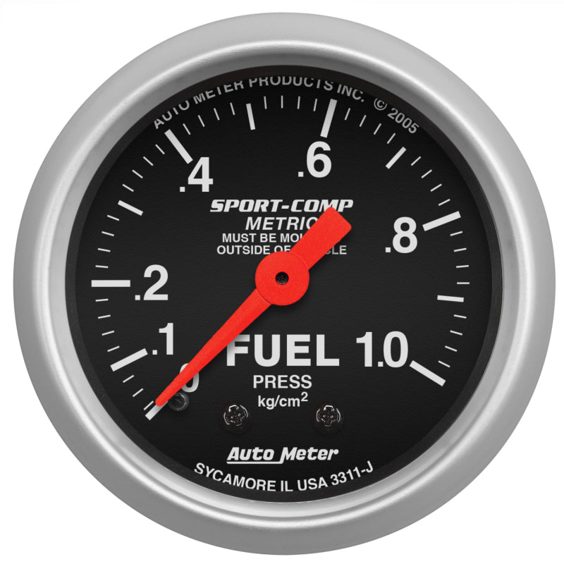 AutoMeter Gauge Fuel Pressure 2-1/16in. 1.0Kg/Cm2 Mechanical Sport-Comp 3311-J