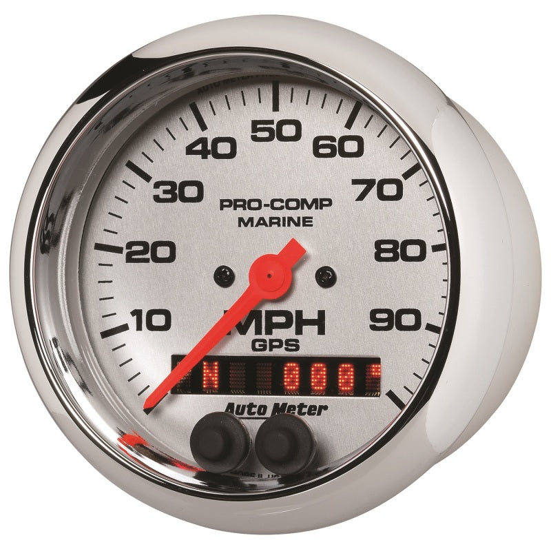 Autometer Marine Chrome 3-3/8in 100MPH GPS Speedometer Gauge 200636-35