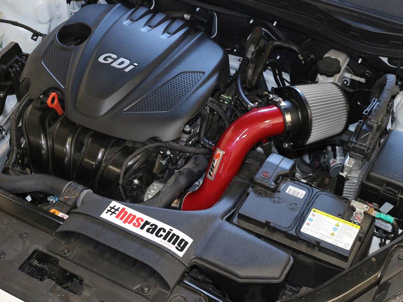HPS Shortram Air Intake Kit 2011-2015 Kia Optima 2.4L, Includes Heat Shield, Red
