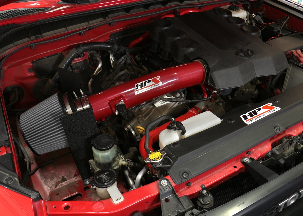 HPS Shortram Air Intake Kit 2010-2017 Toyota 4Runner 4.0L V6, Includes Heat Shield, Red