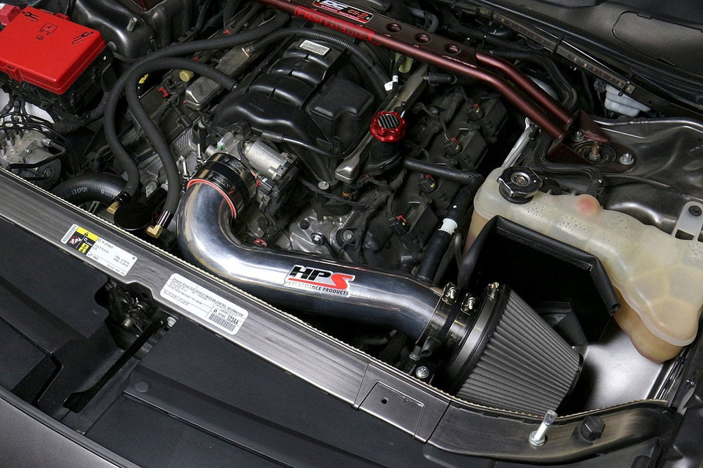 HPS Shortram Air Intake Kit 2011-2017 Dodge Challenger 5.7L V8 except Shaker Hood, Includes Heat Shield, Black