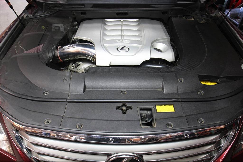 HPS Performance Shortram Air Intake Kit 2008-2018 Lexus LX570 5.7L V8, Includes Heat Shield, Red