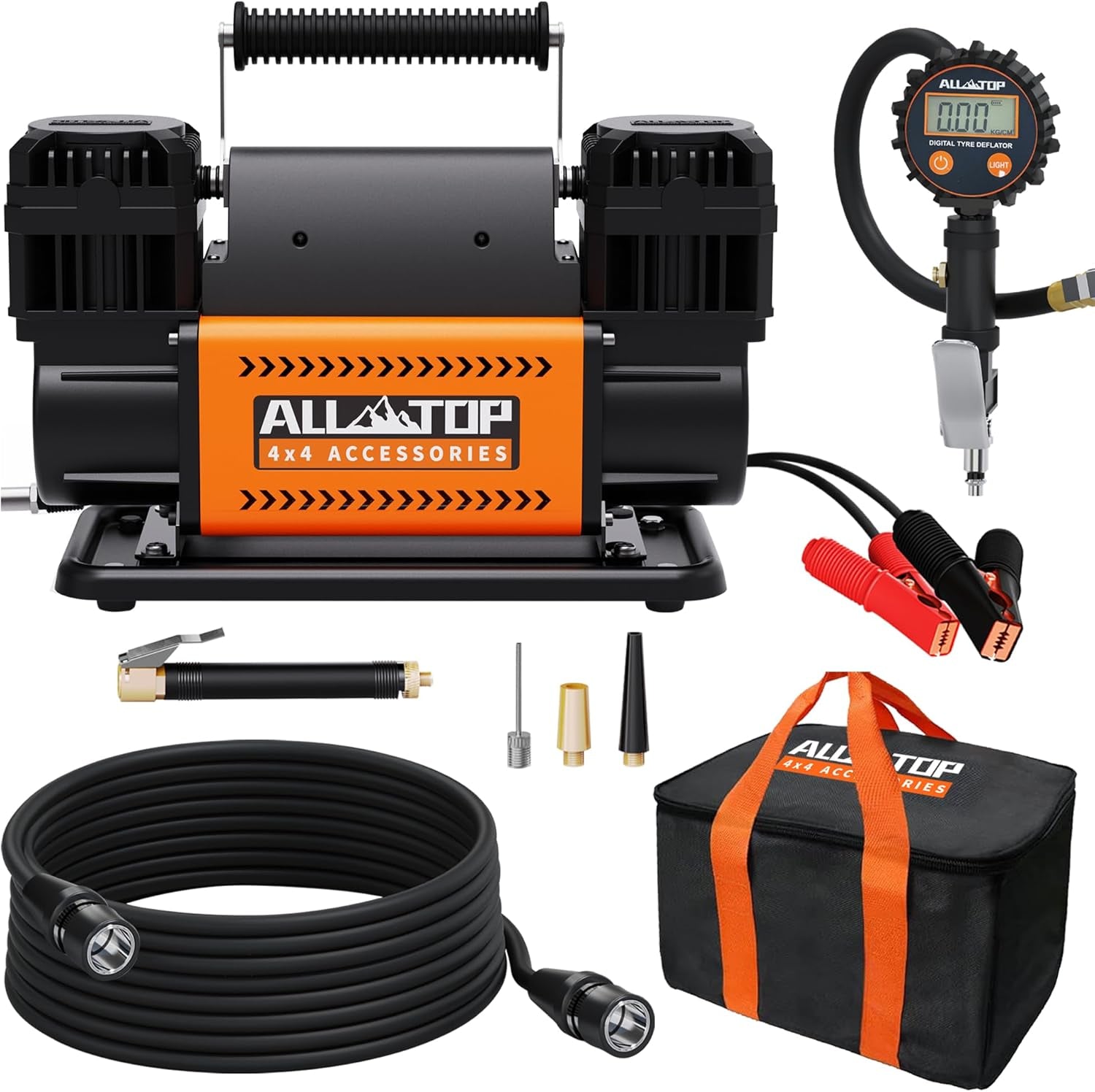 Dual Cylinder Air Compressor with Digital Pressure Gauge Tire Inflator Kit, 12V Portable Inflator 12.35Ft³/Min, Offroad Air Pump for Truck Tires, Heavy Duty Max 150 PSI for 4X4 Vehicle & RV