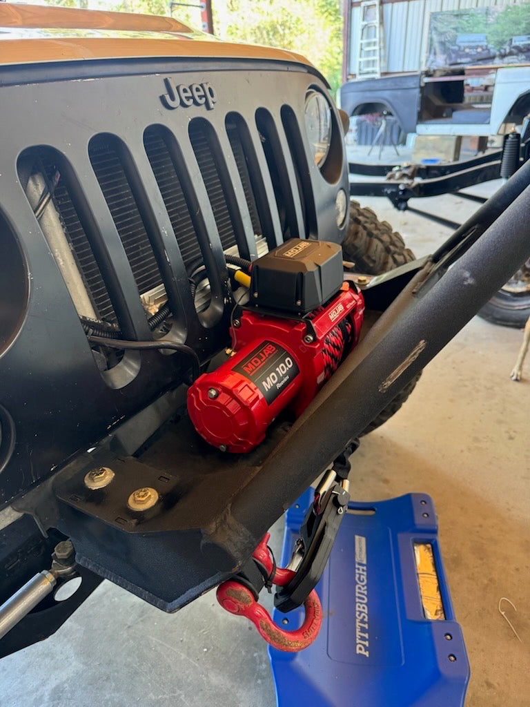 MOJAB OFFROAD MOJAB MO10.0 R-Series 10,000 lb off-road winch with steel cable and rugged design for heavy-duty recovery.