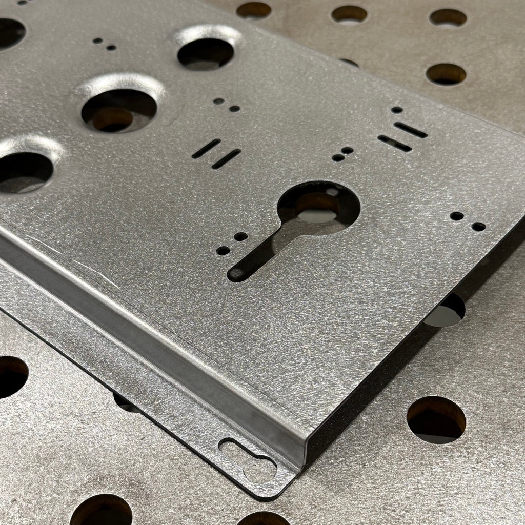 Elevate Metalcraft double charger wall mount plate with ridged design, suitable for Milwaukee, DeWalt, van, truck, and contractor use.