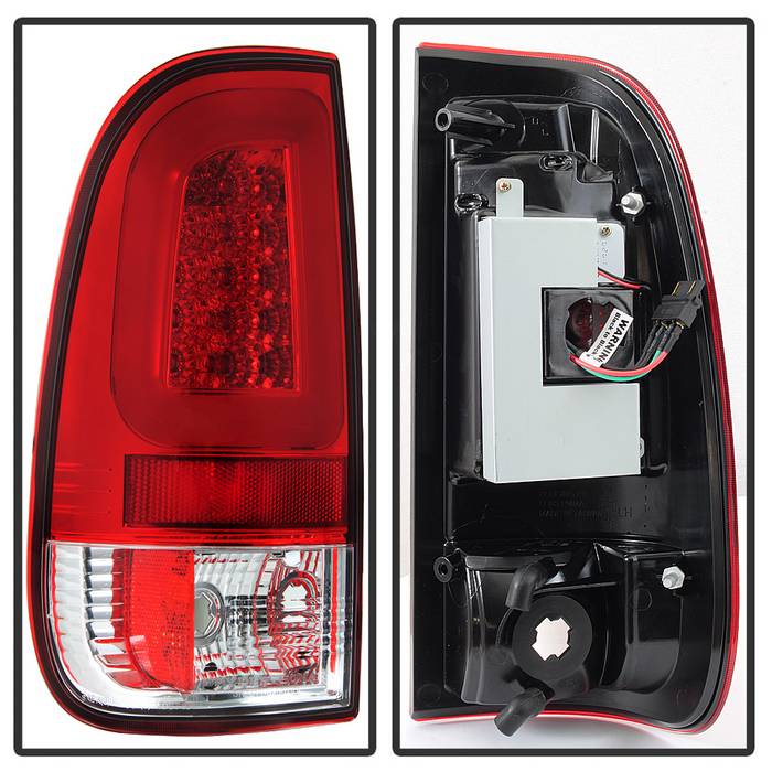 Spyder 08-16 Ford Super Duty F-250 V3 Light Bar LED Tail Lights - Red Clear (ALT-YD-FS07V3-LBLED-RC) 5084736