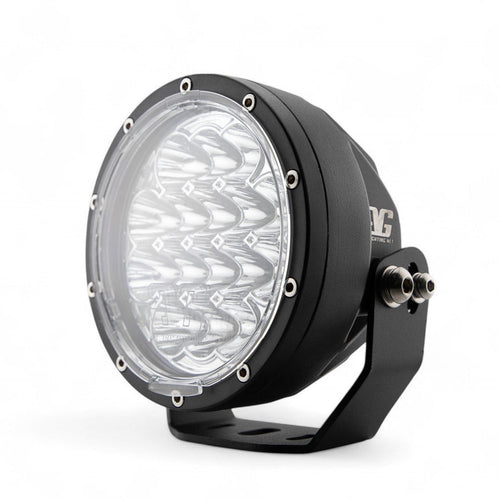 GGLighting 5-inch DayMaker long-range LED light mounted on a vehicle, showcasing its bright, durable design for off-road or utility use.
